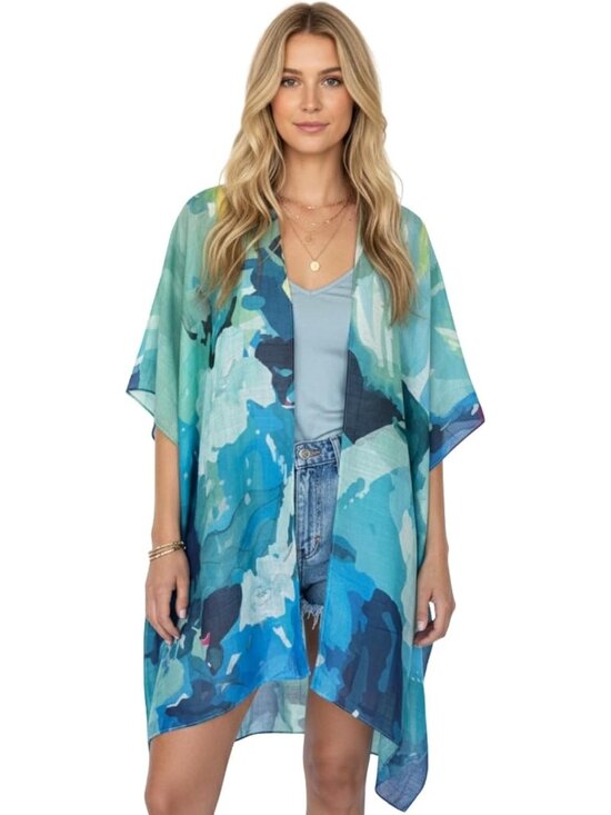 Other - Women Rz Green Symphony Viscose Summer Lightweight Boho Kimono Cardigan Cover up